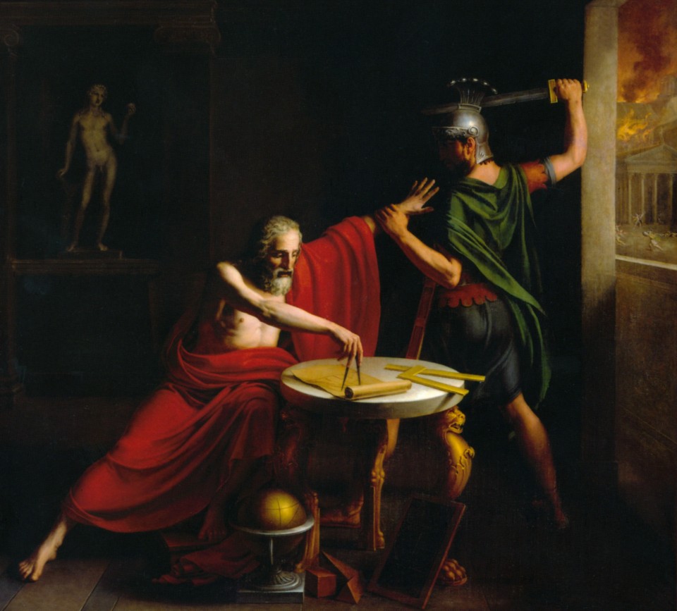 "מותו של ארכימדס", ציור של Thomas Degeorge (1815).
